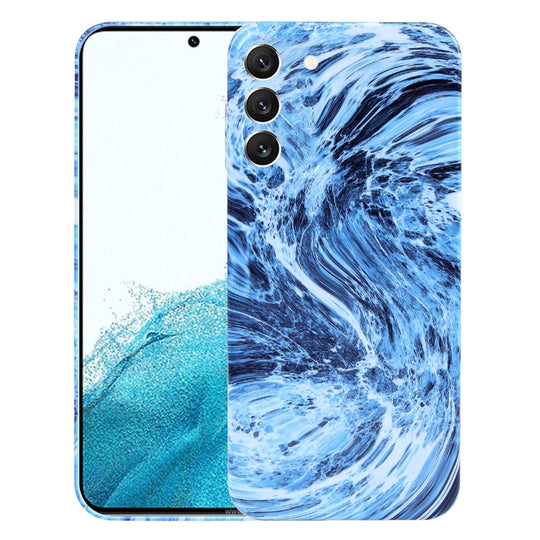 Pour Samsung Galaxy S22 5G Coque de téléphone à motif marbré (bleu marine blanc)