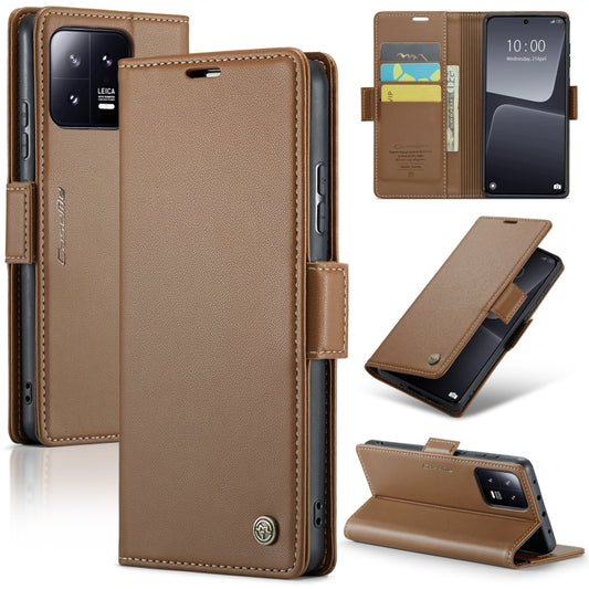 For Xiaomi 13 CaseMe 023 Butterfly Buckle Litchi Texture RFID Anti-theft Leather Phone Case(Brown) - Xiaomi Cases by CaseMe | Online Shopping UK | buy2fix