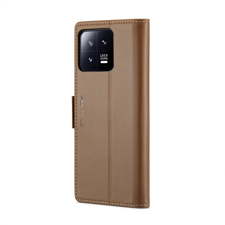 For Xiaomi 13 CaseMe 023 Butterfly Buckle Litchi Texture RFID Anti-theft Leather Phone Case(Brown) - Xiaomi Cases by CaseMe | Online Shopping UK | buy2fix