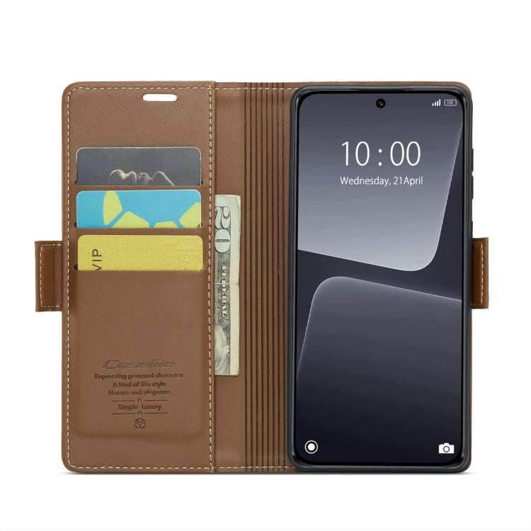 For Xiaomi 13 CaseMe 023 Butterfly Buckle Litchi Texture RFID Anti-theft Leather Phone Case(Brown) - Xiaomi Cases by CaseMe | Online Shopping UK | buy2fix