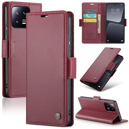 For Xiaomi 13 CaseMe 023 Butterfly Buckle Litchi Texture RFID Anti-theft Leather Phone Case(Wine Red) - Xiaomi Cases by CaseMe | Online Shopping UK | buy2fix