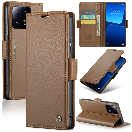 For Xiaomi 13 Pro CaseMe 023 Butterfly Buckle Litchi Texture RFID Anti-theft Leather Phone Case(Brown) - Xiaomi Cases by CaseMe | Online Shopping UK | buy2fix