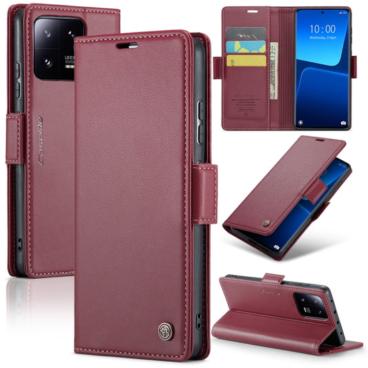 For Xiaomi 13 Pro CaseMe 023 Butterfly Buckle Litchi Texture RFID Anti-theft Leather Phone Case(Wine Red) - Xiaomi Cases by CaseMe | Online Shopping UK | buy2fix