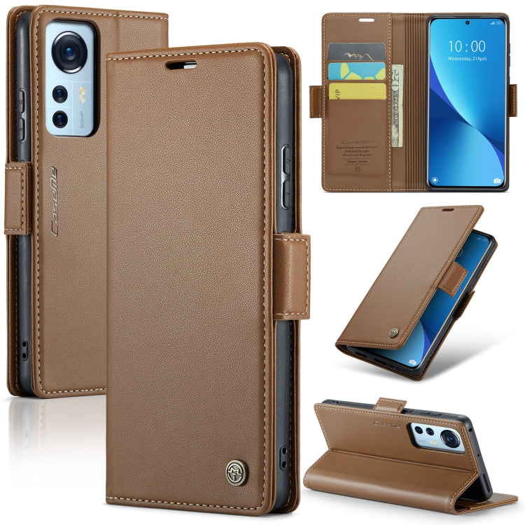 For Xiaomi 12 / 12X / 12S CaseMe 023 Butterfly Buckle Litchi Texture RFID Anti-theft Leather Phone Case(Brown) - Xiaomi Cases by CaseMe | Online Shopping UK | buy2fix