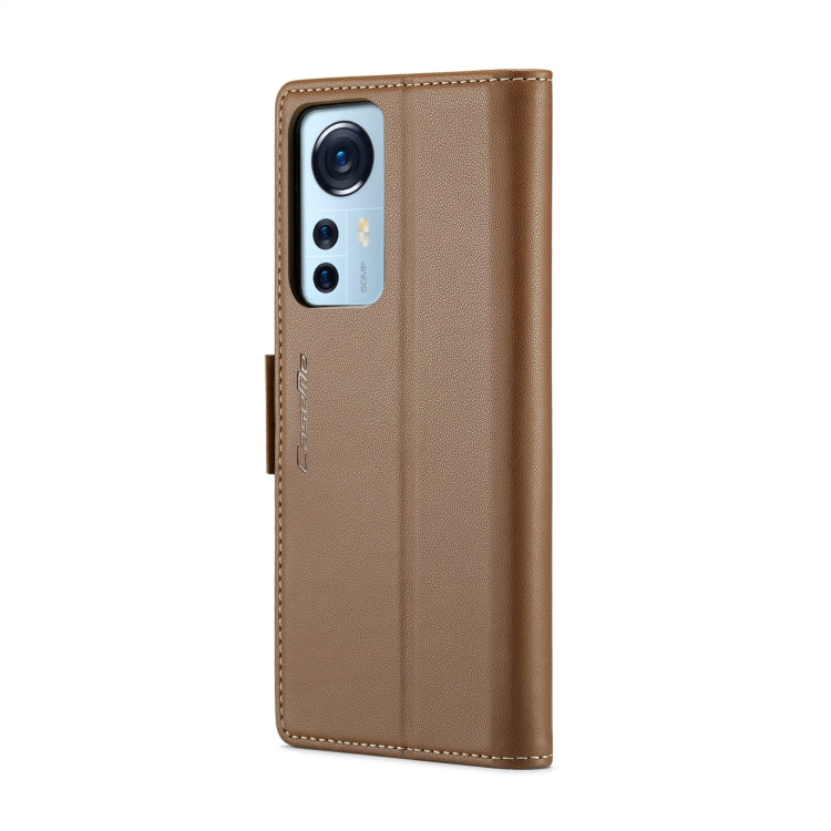 For Xiaomi 12 / 12X / 12S CaseMe 023 Butterfly Buckle Litchi Texture RFID Anti-theft Leather Phone Case(Brown) - Xiaomi Cases by CaseMe | Online Shopping UK | buy2fix