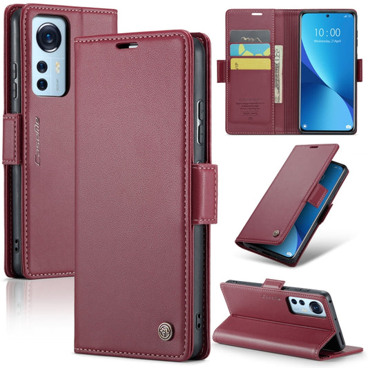 For Xiaomi 12 / 12X / 12S CaseMe 023 Butterfly Buckle Litchi Texture RFID Anti-theft Leather Phone Case(Wine Red) - Xiaomi Cases by CaseMe | Online Shopping UK | buy2fix