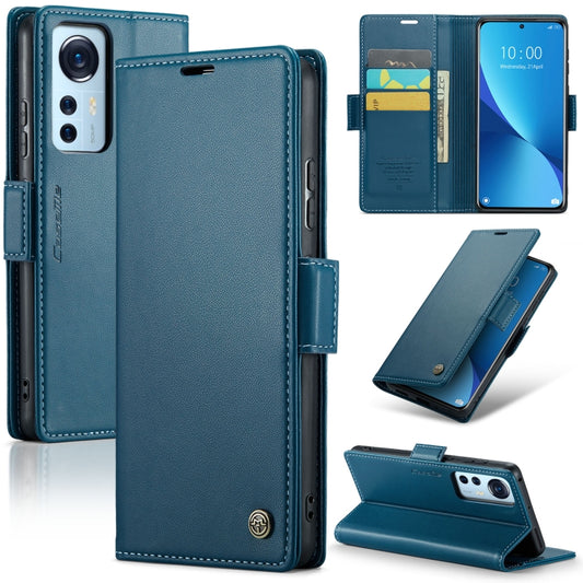 For Xiaomi 12 / 12X / 12S CaseMe 023 Butterfly Buckle Litchi Texture RFID Anti-theft Leather Phone Case(Blue) - Xiaomi Cases by CaseMe | Online Shopping UK | buy2fix