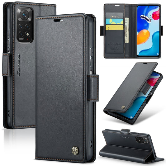 For Xiaomi Redmi Note 11 4G Global CaseMe 023 Butterfly Buckle Litchi Texture RFID Anti-theft Leather Phone Case(Black) - Xiaomi Cases by CaseMe | Online Shopping UK | buy2fix