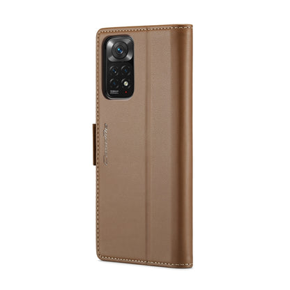 For Xiaomi Redmi Note 11 4G Global CaseMe 023 Butterfly Buckle Litchi Texture RFID Anti-theft Leather Phone Case(Brown) - Xiaomi Cases by CaseMe | Online Shopping UK | buy2fix