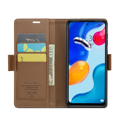 For Xiaomi Redmi Note 11 4G Global CaseMe 023 Butterfly Buckle Litchi Texture RFID Anti-theft Leather Phone Case(Brown) - Xiaomi Cases by CaseMe | Online Shopping UK | buy2fix