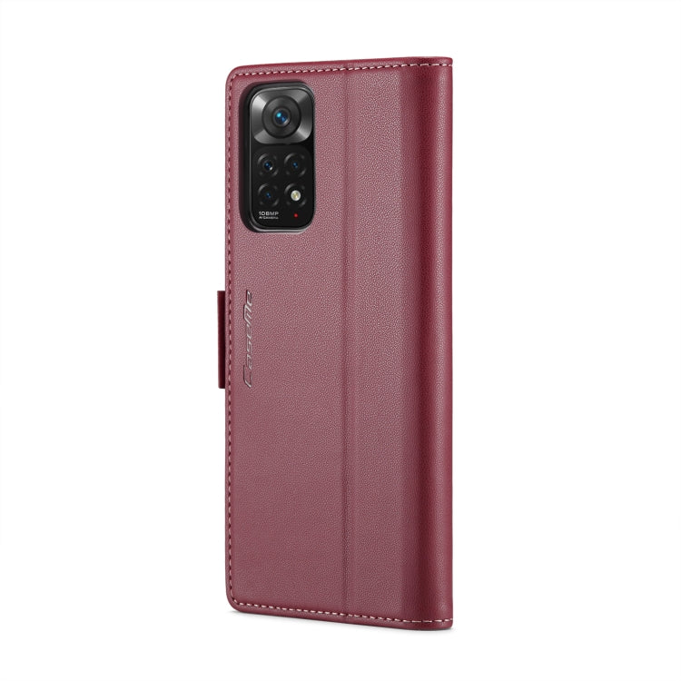 For Xiaomi Redmi Note 11 4G Global CaseMe 023 Butterfly Buckle Litchi Texture RFID Anti-theft Leather Phone Case(Wine Red) - Xiaomi Cases by CaseMe | Online Shopping UK | buy2fix