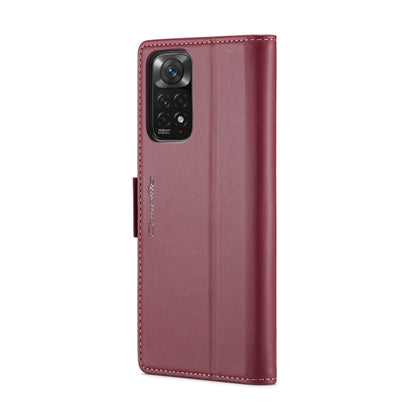 For Xiaomi Redmi Note 11 4G Global CaseMe 023 Butterfly Buckle Litchi Texture RFID Anti-theft Leather Phone Case(Wine Red) - Xiaomi Cases by CaseMe | Online Shopping UK | buy2fix