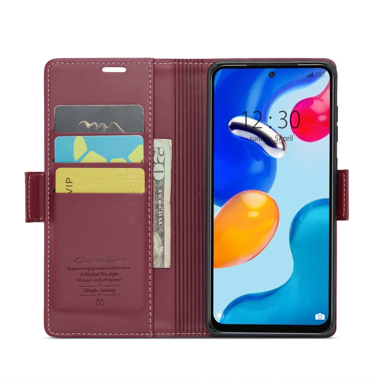 For Xiaomi Redmi Note 11 4G Global CaseMe 023 Butterfly Buckle Litchi Texture RFID Anti-theft Leather Phone Case(Wine Red) - Xiaomi Cases by CaseMe | Online Shopping UK | buy2fix