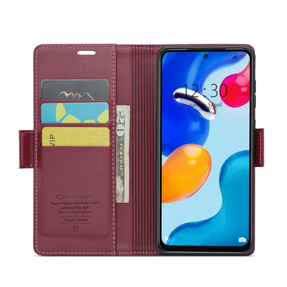 For Xiaomi Redmi Note 11 4G Global CaseMe 023 Butterfly Buckle Litchi Texture RFID Anti-theft Leather Phone Case(Wine Red) - Xiaomi Cases by CaseMe | Online Shopping UK | buy2fix