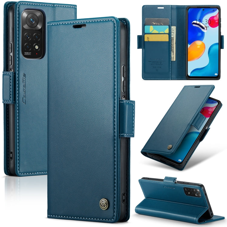 For Xiaomi Redmi Note 11 4G Global CaseMe 023 Butterfly Buckle Litchi Texture RFID Anti-theft Leather Phone Case(Blue) - Xiaomi Cases by CaseMe | Online Shopping UK | buy2fix