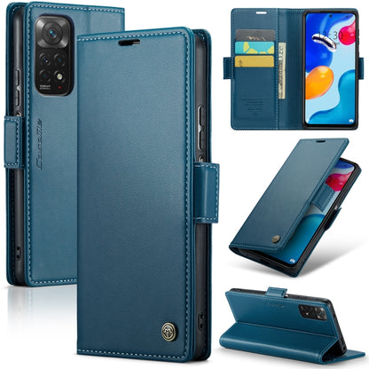 For Xiaomi Redmi Note 11 4G Global CaseMe 023 Butterfly Buckle Litchi Texture RFID Anti-theft Leather Phone Case(Blue) - Xiaomi Cases by CaseMe | Online Shopping UK | buy2fix