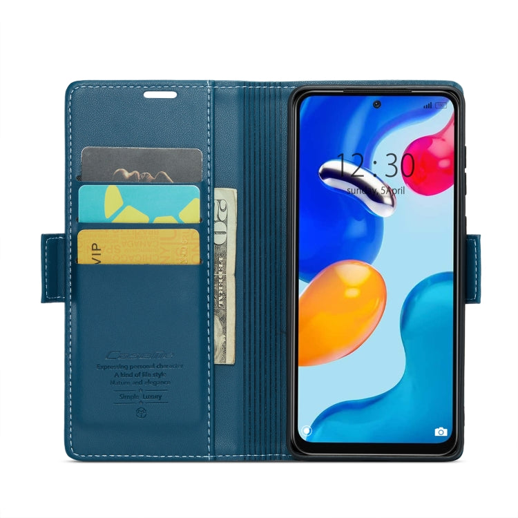 For Xiaomi Redmi Note 11 4G Global CaseMe 023 Butterfly Buckle Litchi Texture RFID Anti-theft Leather Phone Case(Blue) - Xiaomi Cases by CaseMe | Online Shopping UK | buy2fix