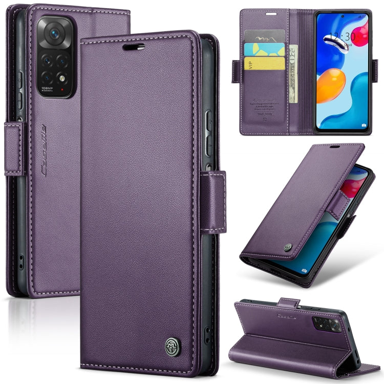 For Xiaomi Redmi Note 11 4G Global CaseMe 023 Butterfly Buckle Litchi Texture RFID Anti-theft Leather Phone Case(Pearly Purple) - Xiaomi Cases by CaseMe | Online Shopping UK | buy2fix
