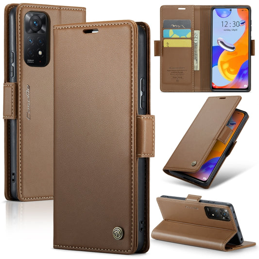 For Xiaomi Redmi Note 11 Pro 5G Global CaseMe 023 Butterfly Buckle Litchi Texture RFID Anti-theft Leather Phone Case(Brown) - Xiaomi Cases by CaseMe | Online Shopping UK | buy2fix