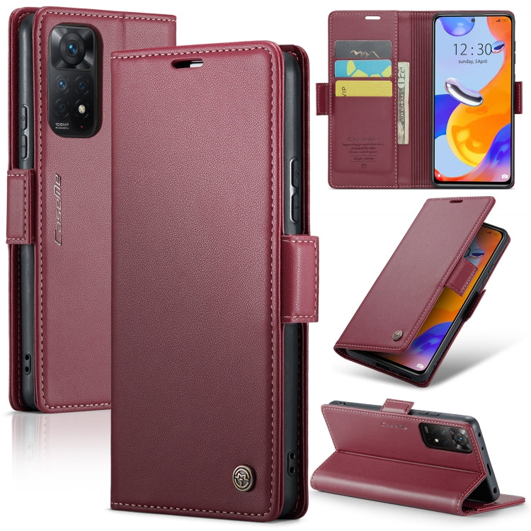 For Xiaomi Redmi Note 11 Pro 5G Global CaseMe 023 Butterfly Buckle Litchi Texture RFID Anti-theft Leather Phone Case(Wine Red) - Xiaomi Cases by CaseMe | Online Shopping UK | buy2fix