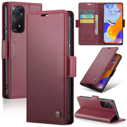 For Xiaomi Redmi Note 11 Pro 5G Global CaseMe 023 Butterfly Buckle Litchi Texture RFID Anti-theft Leather Phone Case(Wine Red) - Xiaomi Cases by CaseMe | Online Shopping UK | buy2fix