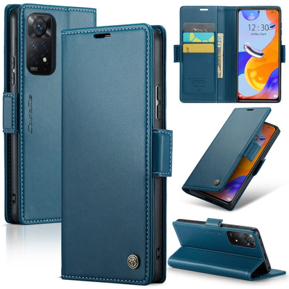 For Xiaomi Redmi Note 11 Pro 5G Global CaseMe 023 Butterfly Buckle Litchi Texture RFID Anti-theft Leather Phone Case(Blue) - Xiaomi Cases by CaseMe | Online Shopping UK | buy2fix