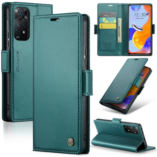 For Xiaomi Redmi Note 11 Pro 5G Global CaseMe 023 Butterfly Buckle Litchi Texture RFID Anti-theft Leather Phone Case(Pearly Blue)