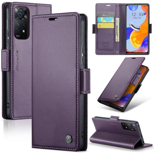 For Xiaomi Redmi Note 11 Pro 5G Global CaseMe 023 Butterfly Buckle Litchi Texture RFID Anti-theft Leather Phone Case(Pearly Purple) - Xiaomi Cases by CaseMe | Online Shopping UK | buy2fix
