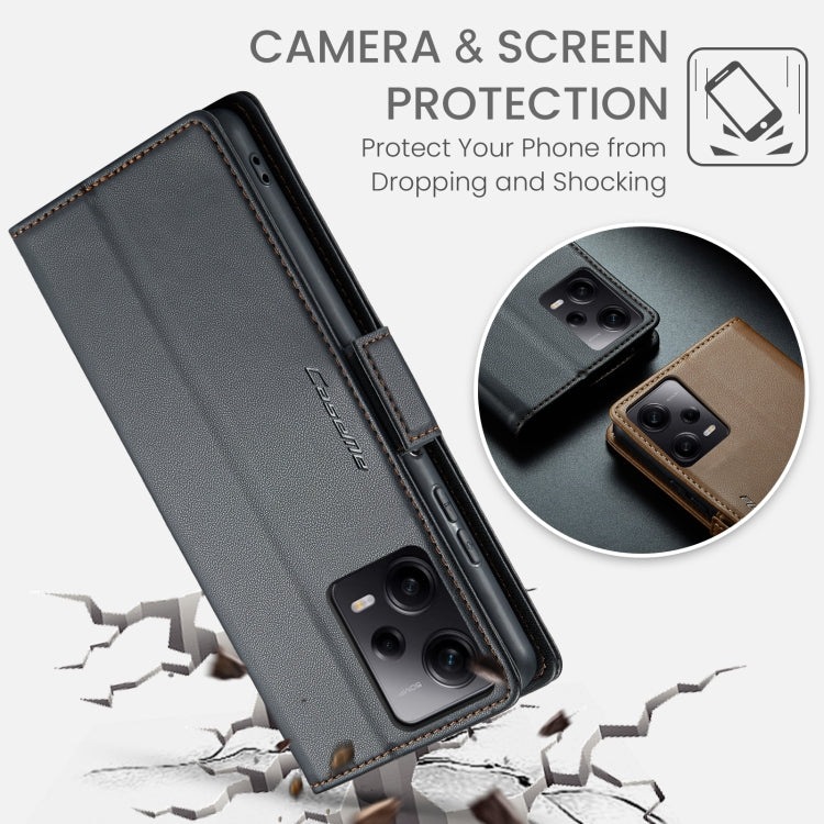 For Xiaomi Poco X5 Pro 5G CaseMe 023 Butterfly Buckle Litchi Texture RFID Anti-theft Leather Phone Case(Black) - Xiaomi Cases by CaseMe | Online Shopping UK | buy2fix