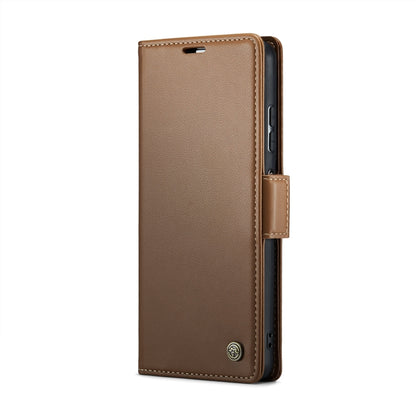 For Xiaomi Poco X5 Pro 5G CaseMe 023 Butterfly Buckle Litchi Texture RFID Anti-theft Leather Phone Case(Brown) - Xiaomi Cases by CaseMe | Online Shopping UK | buy2fix