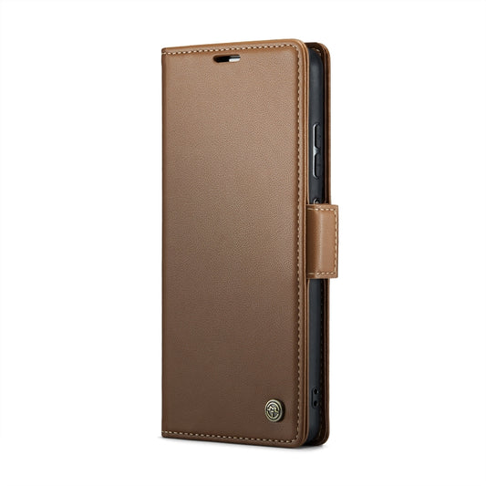 For Xiaomi Poco X5 Pro 5G CaseMe 023 Butterfly Buckle Litchi Texture RFID Anti-theft Leather Phone Case(Brown) - Xiaomi Cases by CaseMe | Online Shopping UK | buy2fix