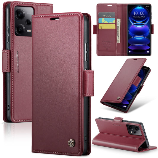 For Xiaomi Poco X5 Pro 5G CaseMe 023 Butterfly Buckle Litchi Texture RFID Anti-theft Leather Phone Case(Wine Red) - Xiaomi Cases by CaseMe | Online Shopping UK | buy2fix
