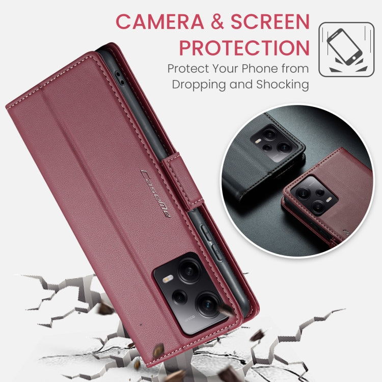 For Xiaomi Poco X5 Pro 5G CaseMe 023 Butterfly Buckle Litchi Texture RFID Anti-theft Leather Phone Case(Wine Red) - Xiaomi Cases by CaseMe | Online Shopping UK | buy2fix