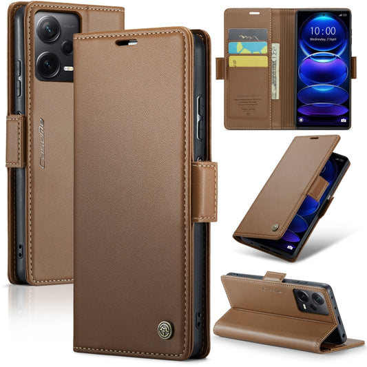 For Xiaomi Redmi Note 12 Pro+ 5G Global CaseMe 023 Butterfly Buckle Litchi Texture RFID Anti-theft Leather Phone Case(Brown) - Xiaomi Cases by CaseMe | Online Shopping UK | buy2fix