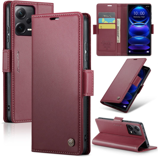 For Xiaomi Redmi Note 12 Pro+ 5G Global CaseMe 023 Butterfly Buckle Litchi Texture RFID Anti-theft Leather Phone Case(Wine Red) - Xiaomi Cases by CaseMe | Online Shopping UK | buy2fix