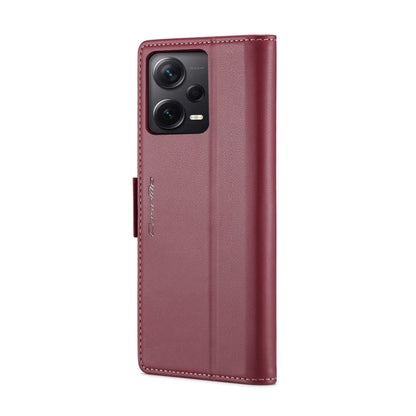 For Xiaomi Redmi Note 12 Pro+ 5G Global CaseMe 023 Butterfly Buckle Litchi Texture RFID Anti-theft Leather Phone Case(Wine Red) - Xiaomi Cases by CaseMe | Online Shopping UK | buy2fix