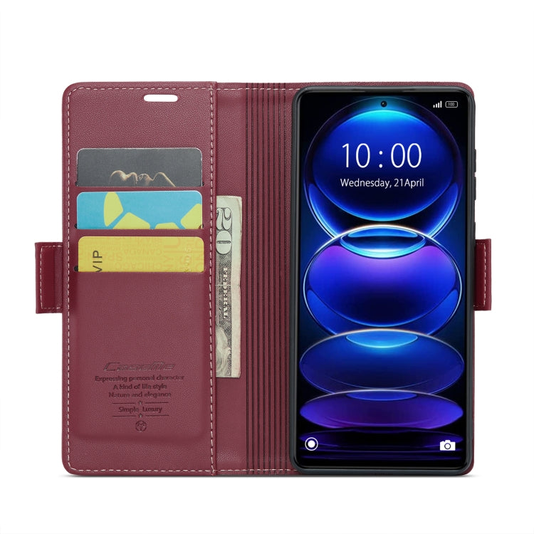 For Xiaomi Redmi Note 12 Pro+ 5G Global CaseMe 023 Butterfly Buckle Litchi Texture RFID Anti-theft Leather Phone Case(Wine Red) - Xiaomi Cases by CaseMe | Online Shopping UK | buy2fix