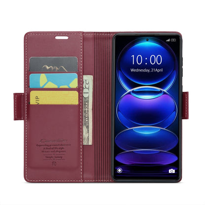 For Xiaomi Redmi Note 12 Pro+ 5G Global CaseMe 023 Butterfly Buckle Litchi Texture RFID Anti-theft Leather Phone Case(Wine Red) - Xiaomi Cases by CaseMe | Online Shopping UK | buy2fix