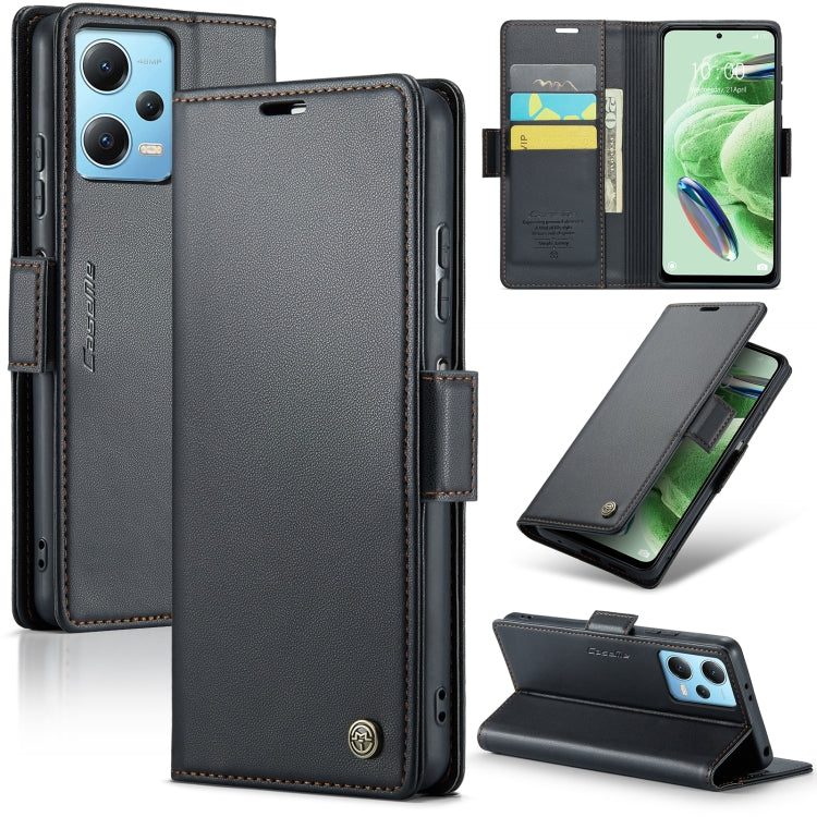 For Xiaomi Poco X5 5G CaseMe 023 Butterfly Buckle Litchi Texture RFID Anti-theft Leather Phone Case(Black) - Xiaomi Cases by CaseMe | Online Shopping UK | buy2fix