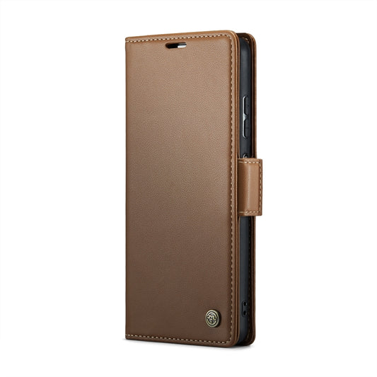 For Xiaomi Poco X5 5G CaseMe 023 Butterfly Buckle Litchi Texture RFID Anti-theft Leather Phone Case(Brown) - Xiaomi Cases by CaseMe | Online Shopping UK | buy2fix