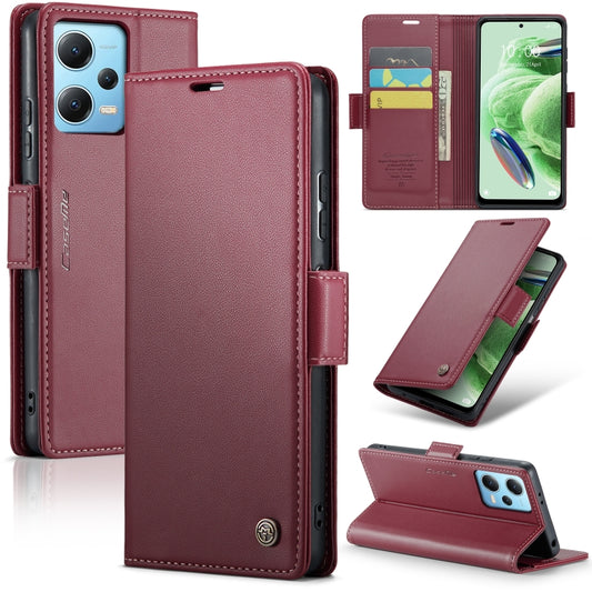 For Xiaomi Poco X5 5G CaseMe 023 Butterfly Buckle Litchi Texture RFID Anti-theft Leather Phone Case(Wine Red) - Xiaomi Cases by CaseMe | Online Shopping UK | buy2fix