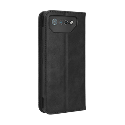 For ASUS ROG Phone 7 Magnetic Buckle Retro Texture Leather Phone Case(Black) by buy2fix