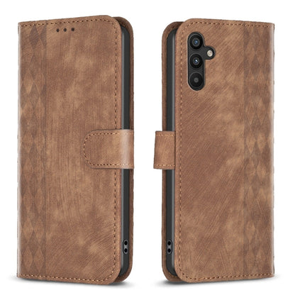 For Samsung Galaxy A34 Plaid Embossed Leather Phone Case(Brown) by buy2fix