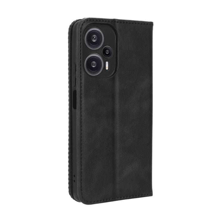 For Xiaomi Poco F5 5G Magnetic Buckle Retro Texture Leather Phone Case(Black) - Xiaomi Cases by buy2fix | Online Shopping UK | buy2fix