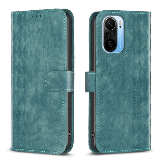 For Xiaomi 11i / Redmi K40 Plaid Embossed Leather Phone Case(Green) by buy2fix