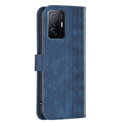 For Xiaomi 11T / 11T Pro Plaid Embossed Leather Phone Case(Blue) - Xiaomi Cases by buy2fix | Online Shopping UK | buy2fix