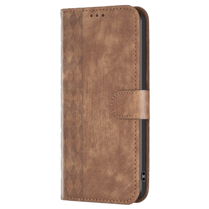 For Xiaomi 12 Plaid Embossed Leather Phone Case(Brown) by buy2fix