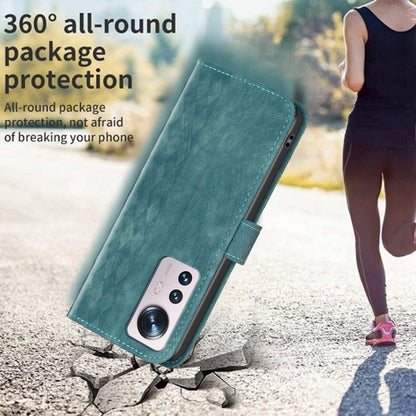 For Xiaomi 12 Plaid Embossed Leather Phone Case(Green) by buy2fix