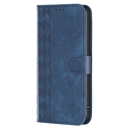 For Xiaomi 12 Pro Plaid Embossed Leather Phone Case(Blue) - Xiaomi Cases by buy2fix | Online Shopping UK | buy2fix