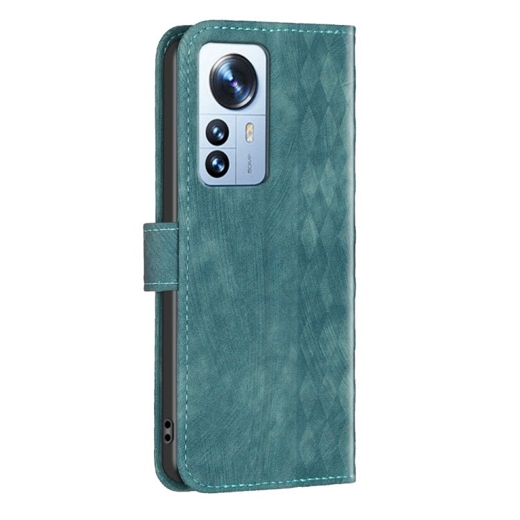 For Xiaomi 12 Pro Plaid Embossed Leather Phone Case(Green) by buy2fix